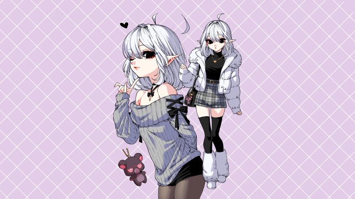 Anime girl with white hair and elf ears