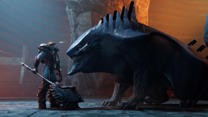 Fantasy Warrior and Monster Confrontation