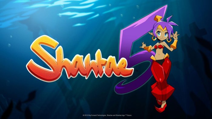 Shantae 5 game title screen with Shantae character
