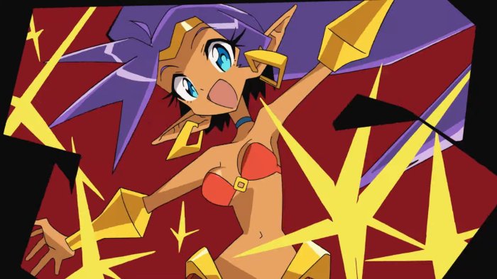 Shantae with purple hair and golden accessories