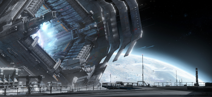 Mass Effect Reaper ship near a planet
