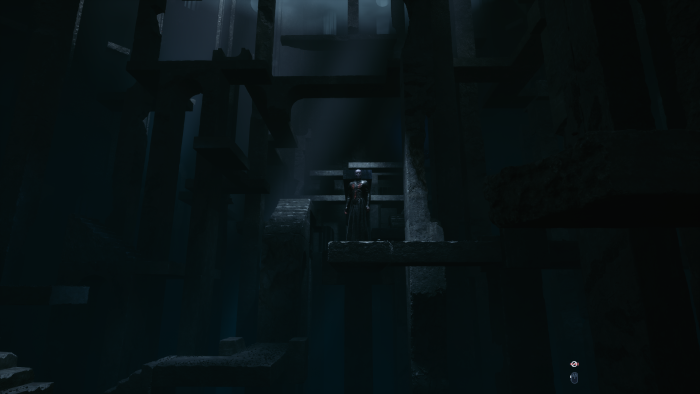 Pinhead in a dark, abstract structure