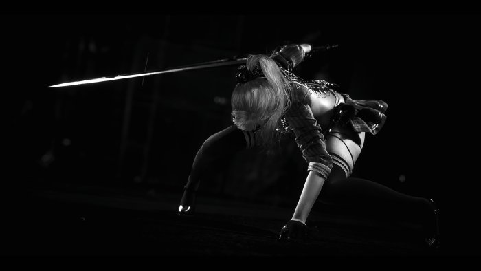 EVE in a dynamic pose with a sword
