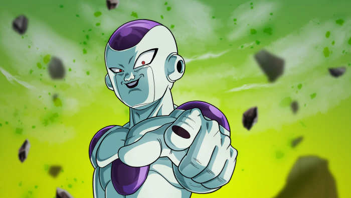 Frieza from Dragon Ball pointing forward