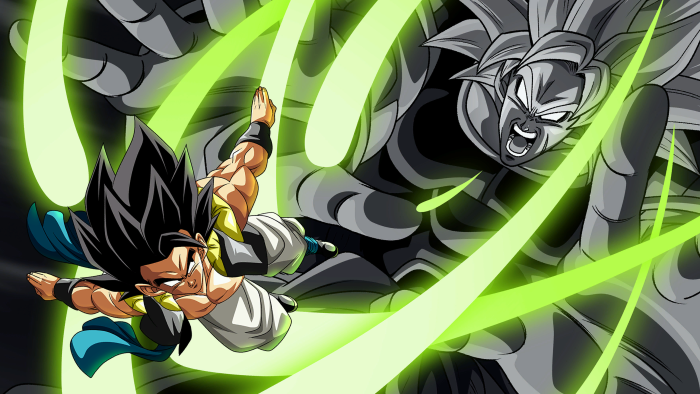 Gogeta and Broly clash in Dragon Ball Z
