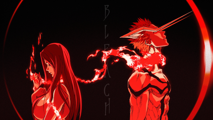 Bleach characters with red energy