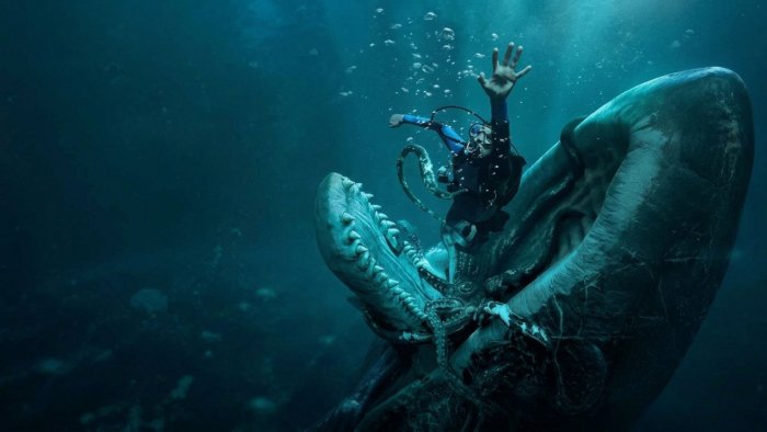 Scuba diver attacked by giant squid and whale