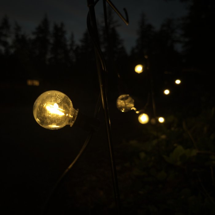 Outdoor string lights at night