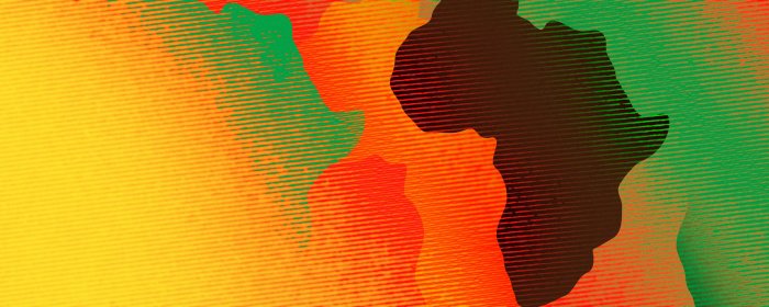 Abstract map of Africa in Pan-African colors