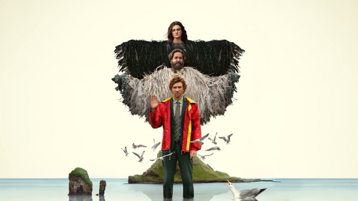 The Incomer movie poster with three men and birds