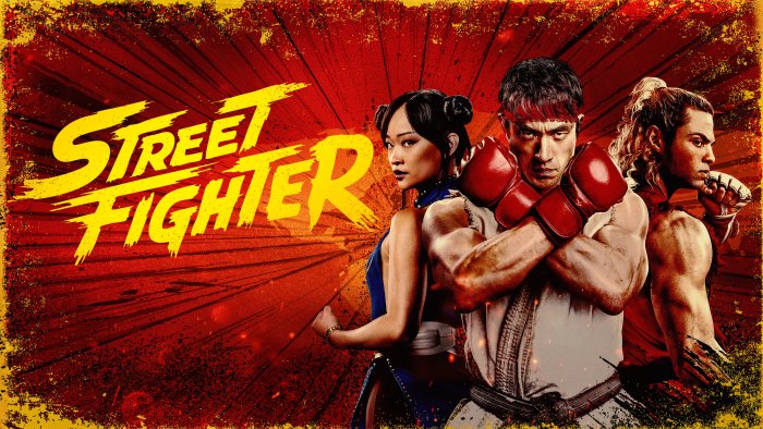 Street Fighter movie poster with Ryu, Chun-Li, and Ken
