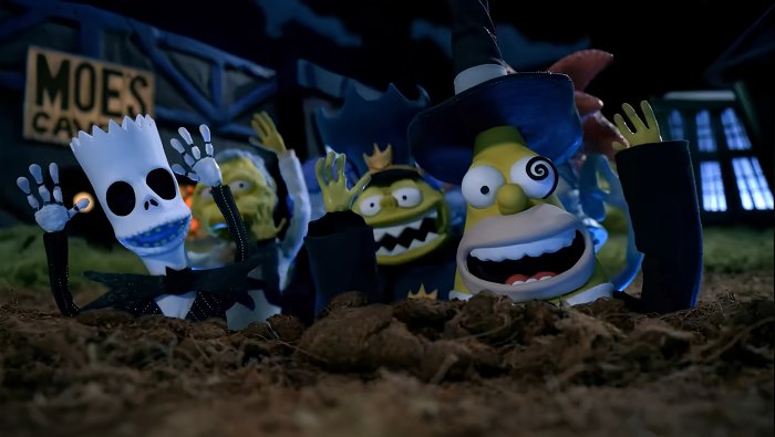The Simpsons characters in The Nightmare Before Christmas style