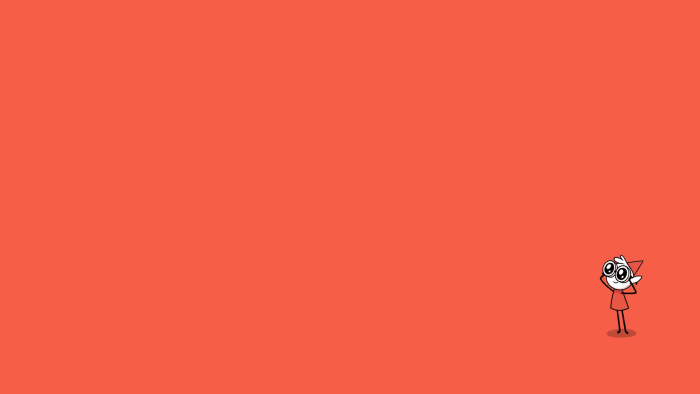 Cute character with binoculars on a coral background