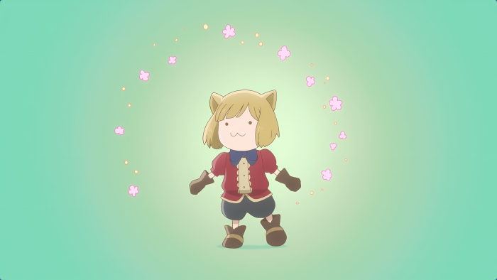 Chibi cat-eared character with flowers