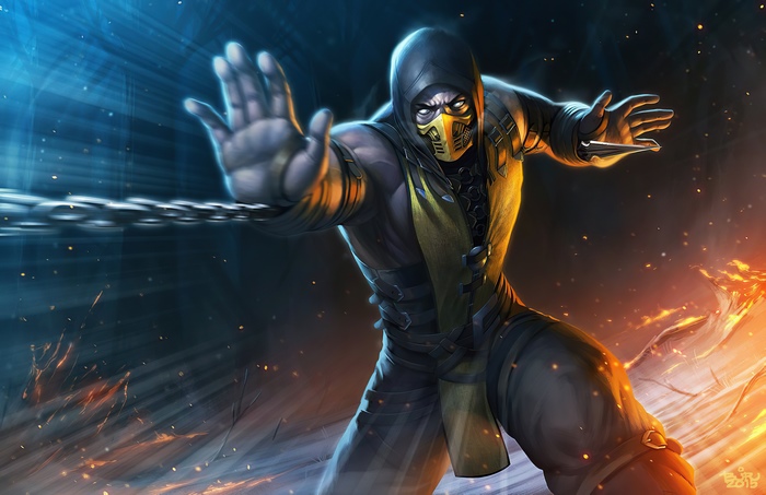 Scorpion Mortal Kombat Action Pose 4K