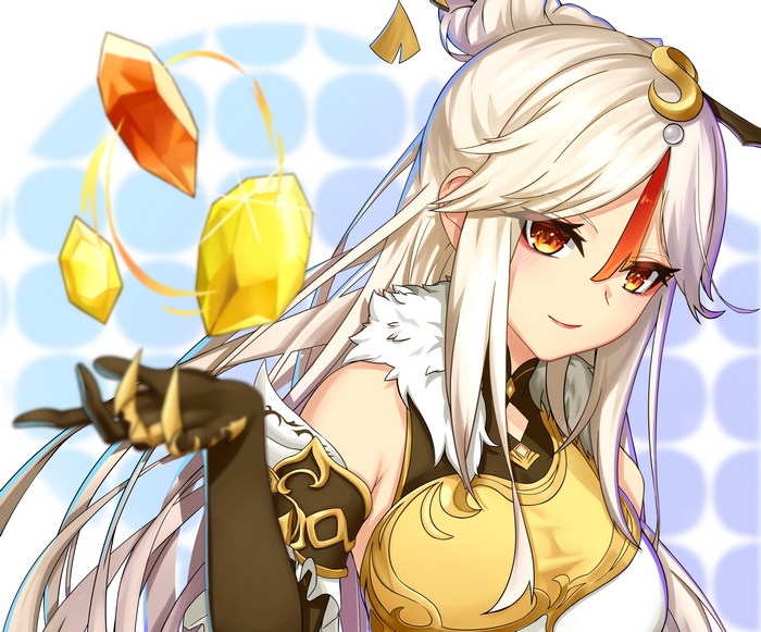 Ningguang from Genshin Impact with Geo crystals
