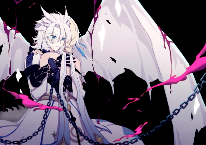 Albedo from Genshin Impact with wings and chains