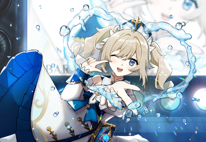 Barbara from Genshin Impact with water effects