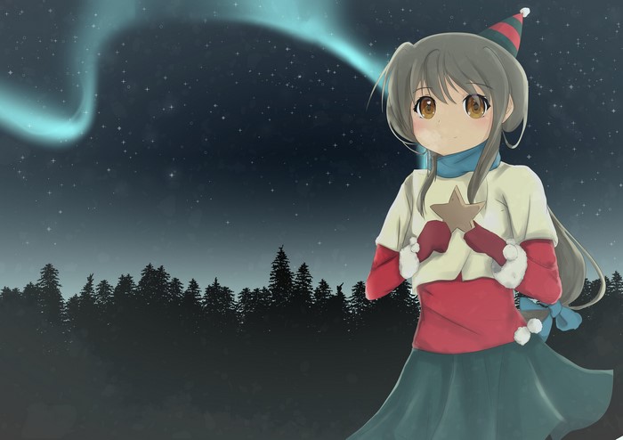 Fuuko Ibuki from Clannad under the aurora
