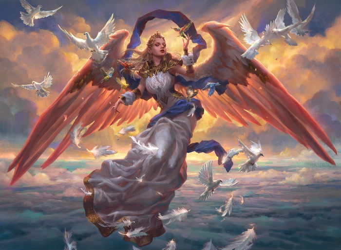 Fantasy Angel with Wings and Birds