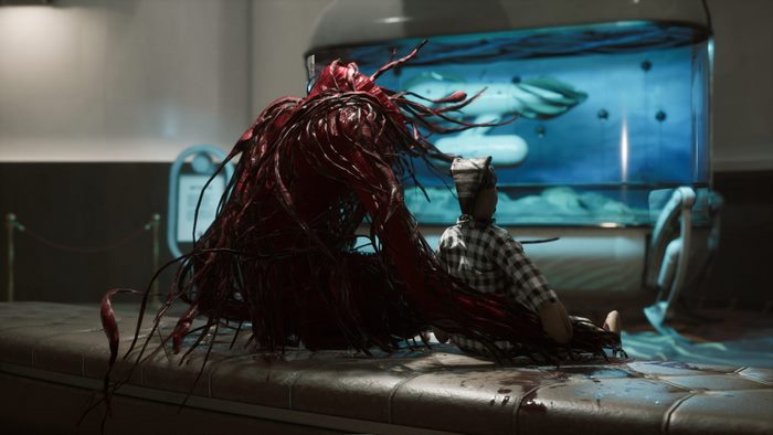 Atomic Heart creature and person in lab
