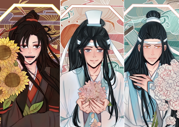 Mo Dao Zu Shi characters with flowers