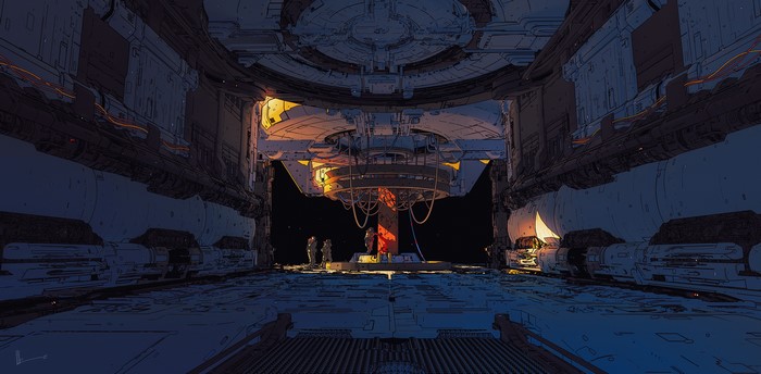 Sci-Fi Building Interior with Figures