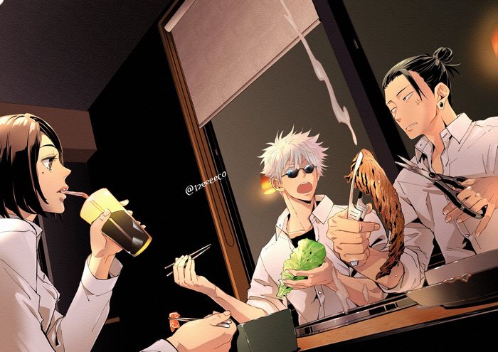 Satoru Gojo and friends eating