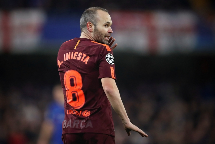 Andrés Iniesta wearing Barcelona jersey