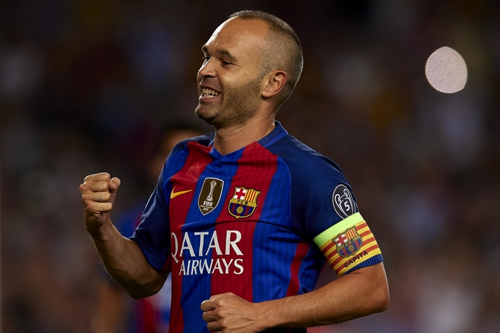 Andrés Iniesta of FC Barcelona celebrating