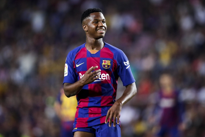 Ansu Fati playing soccer for Barcelona
