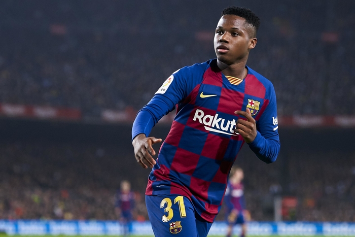 Ansu Fati playing soccer for Barcelona