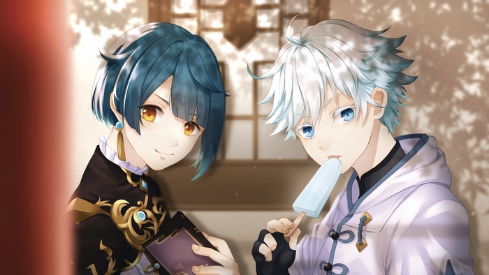 Chongyun and Xingqiu from Genshin Impact