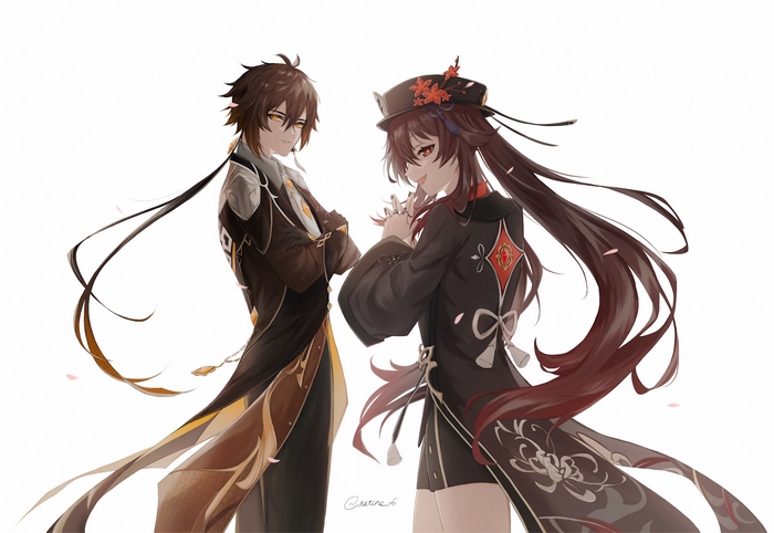 Hu Tao and Zhongli from Genshin Impact