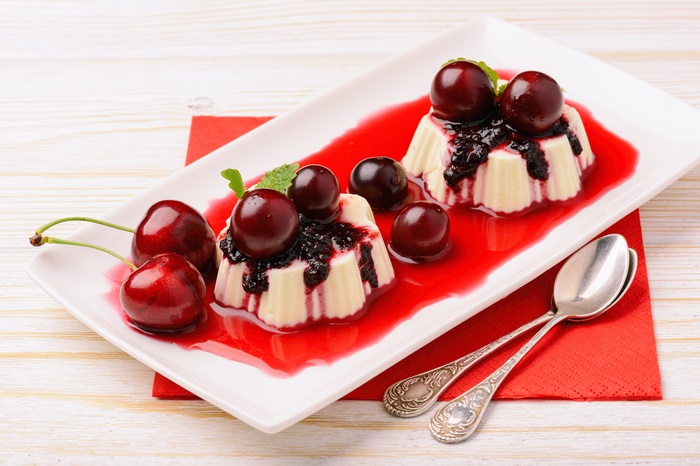 Dessert with Cherries and Sauce