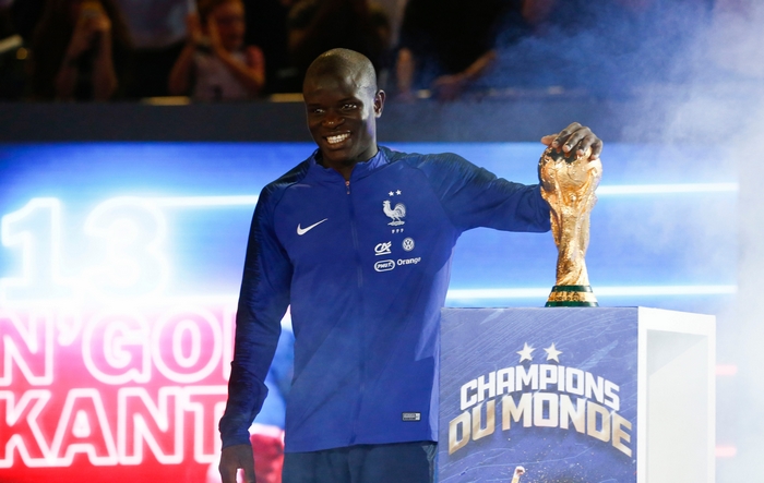 N'Golo Kanté with the World Cup trophy