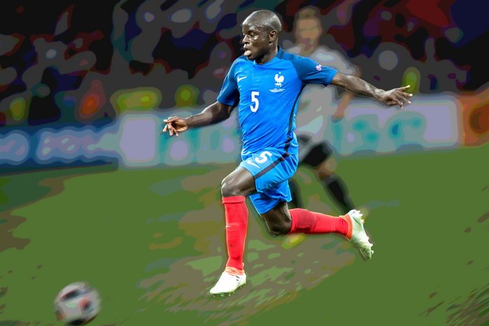 N'Golo Kanté playing soccer for France