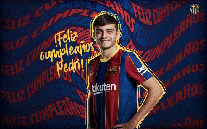 Pedri from FC Barcelona celebrating birthday