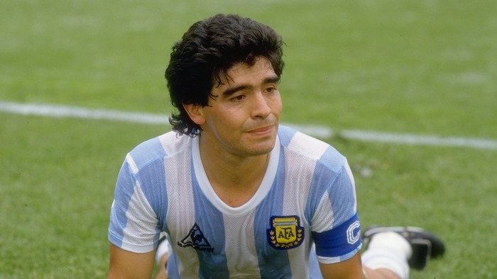 Diego Maradona in Argentina soccer jersey