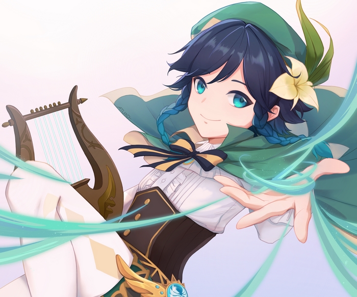 Venti from Genshin Impact with a lyre