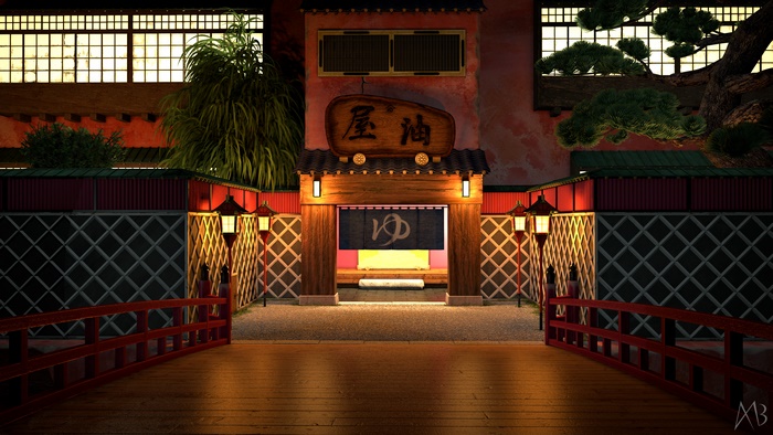 Bathhouse entrance from Spirited Away 4K