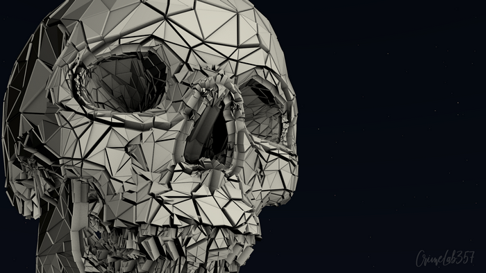 Low Poly Skull on Dark Background