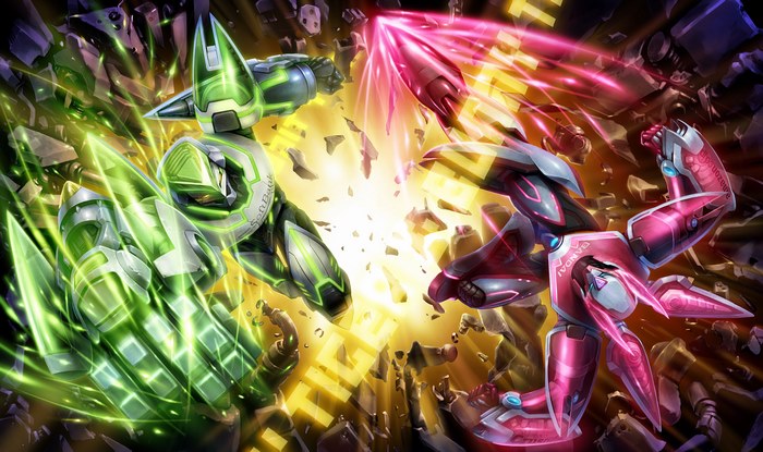 Tiger & Bunny robots fighting