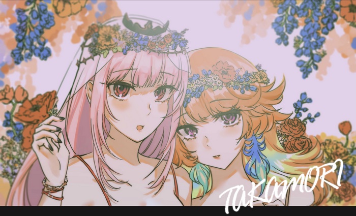 Mori Calliope and Takanashi Kiara from Hololive