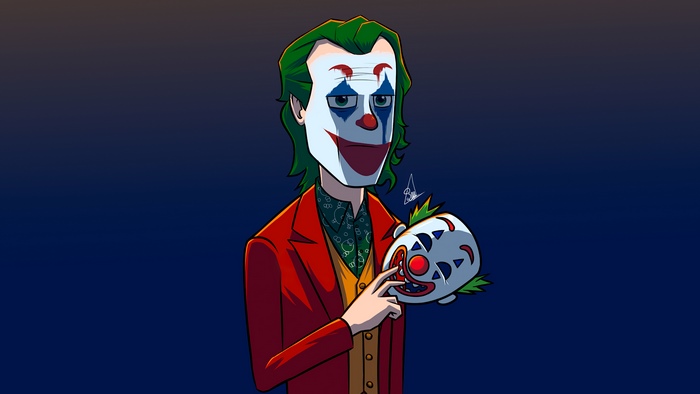 Joker from DC Comics holding a mask