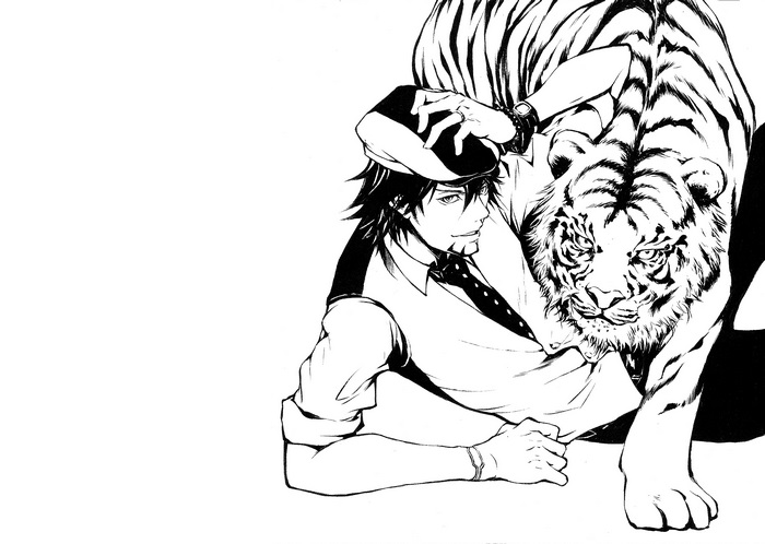 Kotetsu T. Kaburagi with a tiger