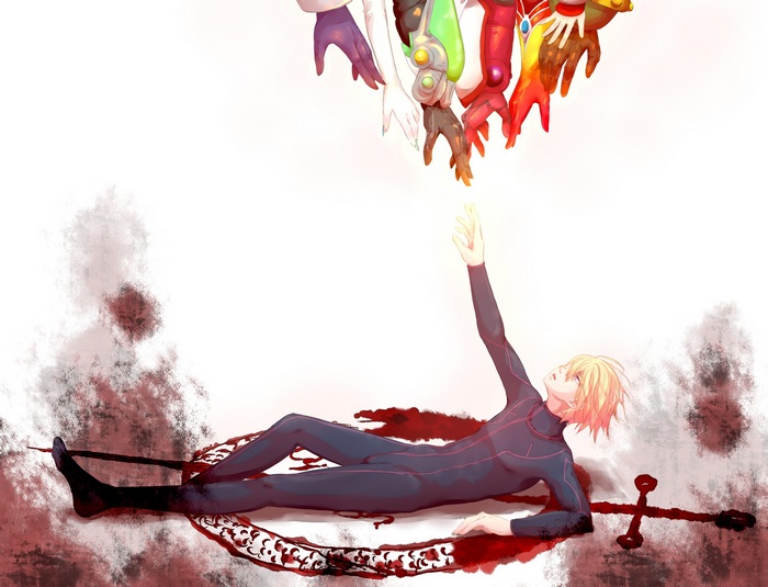 Ivan Karelin reaching for hands from Tiger and Bunny