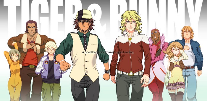 Tiger & Bunny characters including Kotetsu T. Kaburagi and Barnaby Brooks Jr.