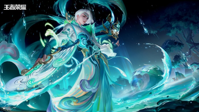 King Of Glory character with water effects