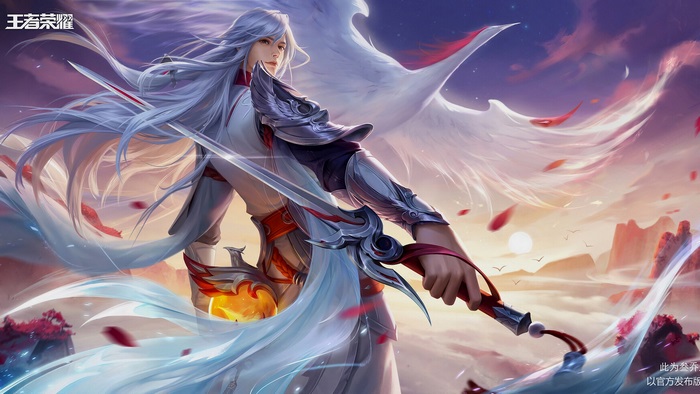 King of Glory character with sword and phoenix